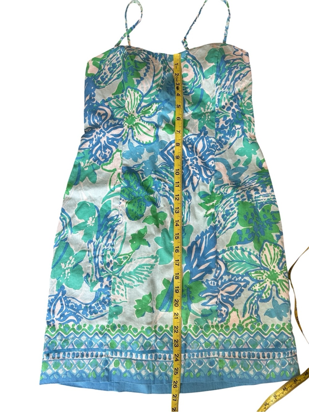Lilly Pulitzer Stretch Shelli Mini Dress size 6, beautiful blue & green pattern - Picture 9 of 9